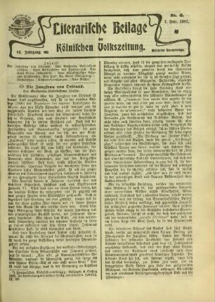 Literarische Beilage der Kölnischen Volkszeitung. 1904-1925