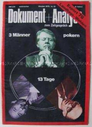 Monatszeitschrift "Dokument+Analyse" u.a. zu den Nahost-Verhandlungen in Camp David