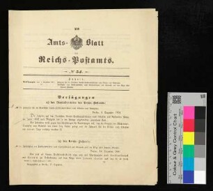 Amts-Blatt des Recihs-Postamts, No. 54 - Verfügung vom 5. Dezember 1891