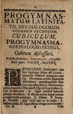 Progymnasmatum latinitatis sive dialogorum volumen ..., 2. (1735)