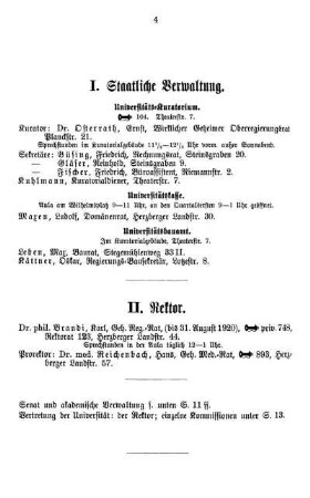 I. Staatliche Verwaltung. - VII. Gesellschaft der Wissenschaften.