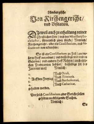 Von Kirchengericht/ und Visitation.