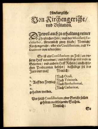Von Kirchengericht/ und Visitation.