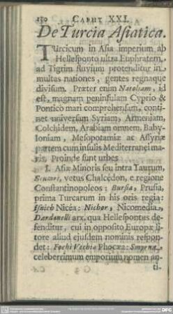 Caput XXI. De Turcia Asiatica