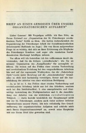 Brief An Einen Genossen Über Unsere Organisatorischen Aufgaben