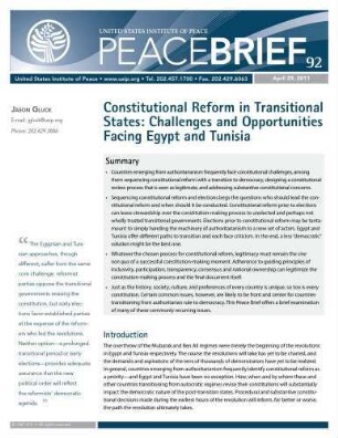 Constitutional reform in transitional states : challenges and opportunities facing Egypt and Tunisia
