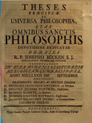 Theses praecipuae ex universa philosophia