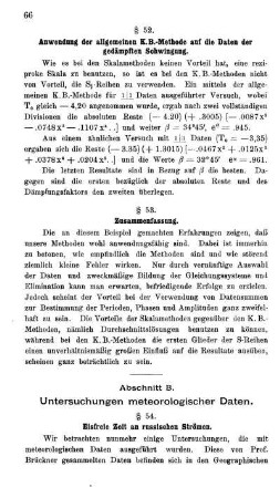 § 52. Anwendung der allgemeinen K.B. Methode auf die Daten der gedämpften Schwingung.