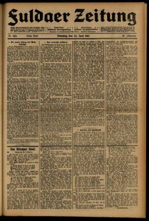 Erste Ausgabe vom Dienstag, den 24. Juni 1913.