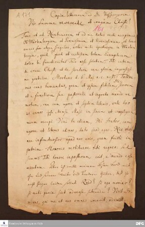 Brief von August Hermann Francke an Samuel Urlsperger.
