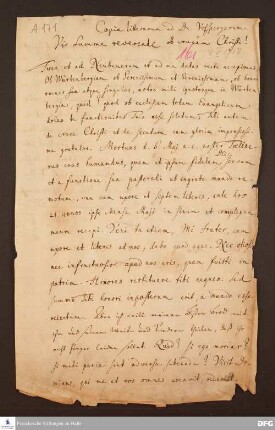 Brief von August Hermann Francke an Samuel Urlsperger.