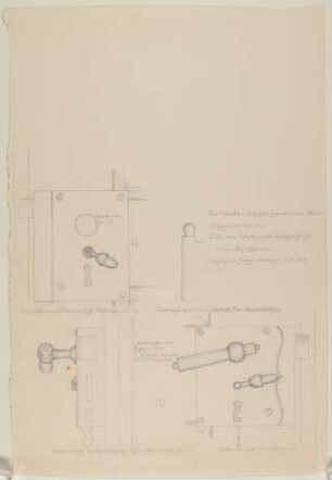 Die Tür vom Arbeitszimmer zum Schlafzimmer [aus einem Konvolut von 35 Detailzeichnungen des Frankfurter Goethe-Hauses]