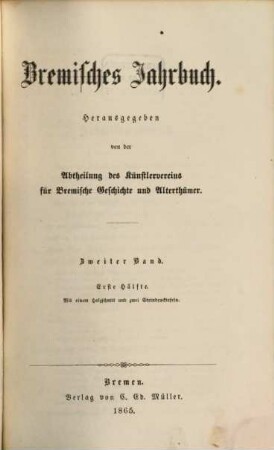 Bremisches Jahrbuch. 2. 1865/66