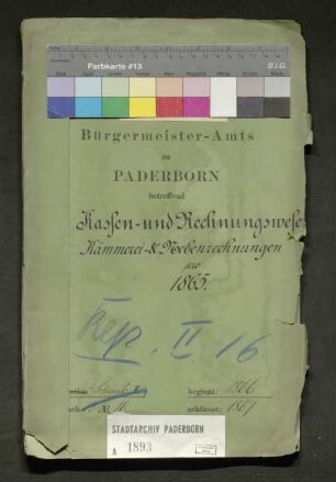 Kämmerei- und Nebenrechnungen 1865