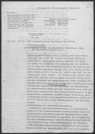 Kirchenkirnberg mit Altersberg, Horlachen, Mönchhof und Brandhöfle: Pfarrbericht 1937