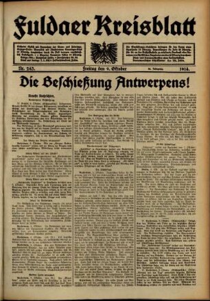 Ausgabe vom Freitag, den 09. Oktober 1914.