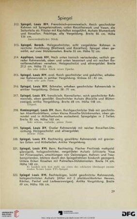 [Spiegel, Pendulen, Porzellan] (Nr. 312-361)