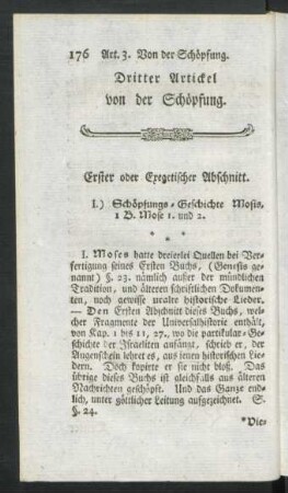 Dritter Artickel von der Schöpfung