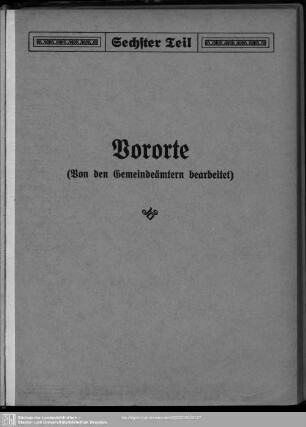 Sechster Teil. Vororte