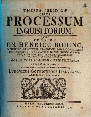Theses Juridicae Circa Processum Inquisitorium