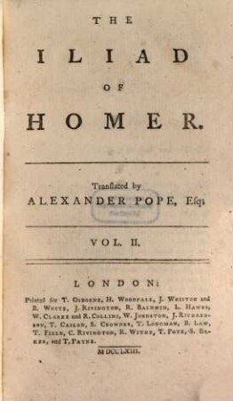 The Iliad, 2 (1763)