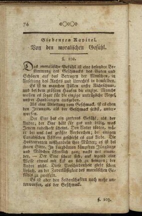Siebentes Kapitel. Von den moralischen Gefühl. - Achtes Kapitel. Von den Ideen.