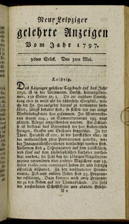 36tes Stück. Den 5ten Mai.