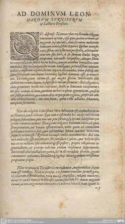 AD DOMINUM LEONHARDUM TURNISERUM & Lectores Praefatio.