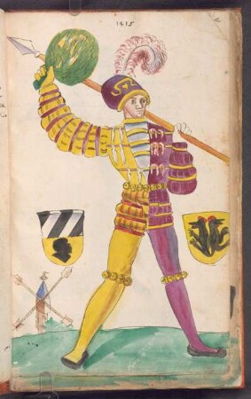 Schembartläufer mit Wappen und Hölle (Mühle), 1415 (sic!, gemeint: 1515)