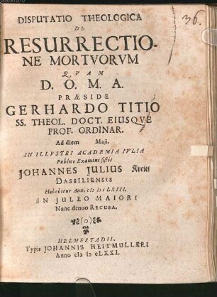 Disp. theol. de resurrectione mortuorum