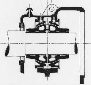 Lager einer Dampfturbine, Schema (Maffei-Schwartzkopff-Werke GmbH) : Technikgeschichte | Maschinenbau | Kraftmaschinen | Dampfturbinen
