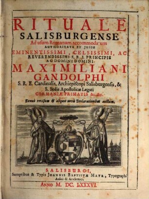 Rituale Salisburgense : Ad Usum Romanum accommodatum