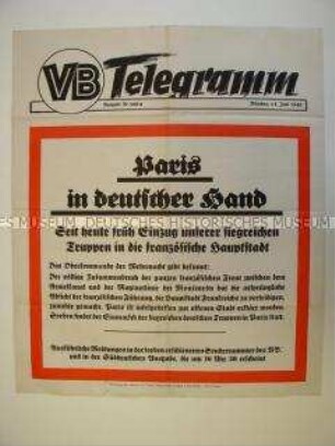 Maueranschlag des "Völkischen Beobachters": "Paris in deutscher Hand"