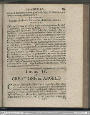 [Articulus] IV. De Creatione & Angelis