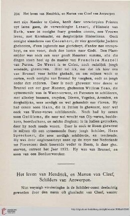Het leven van Hendrick, en Marten van Cleef, Schilders van Antwerpen