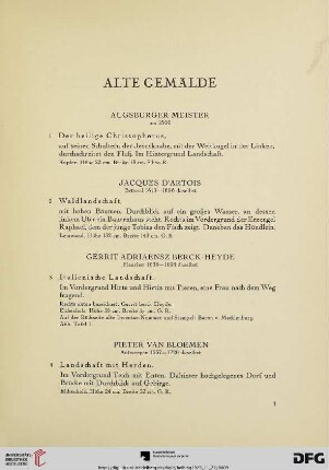 Alte Gemälde (Nr. 1-51)
