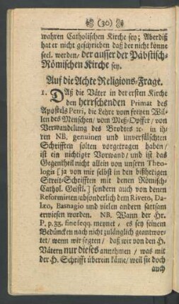 Auf die Achte Religions-Frage