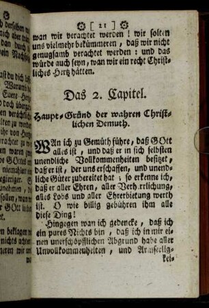 Das 2. Capitel. Haupt-Grund der wahren Christlichen Demuth.