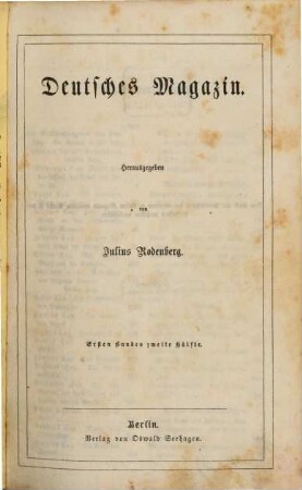 Deutsches Magazin : ein illustrirtes Familienbuch. 1,2. 1861