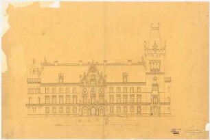 Schloss Koppitz Anbau an der Nordseite: Aufriss Vorderansicht, Maßstabsleiste