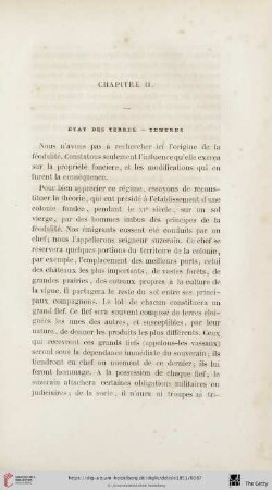 Chapitre II: État des terres. - Tenures
