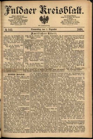 Erste Ausgabe vom Donnerstag, den 01. Dezember 1898.