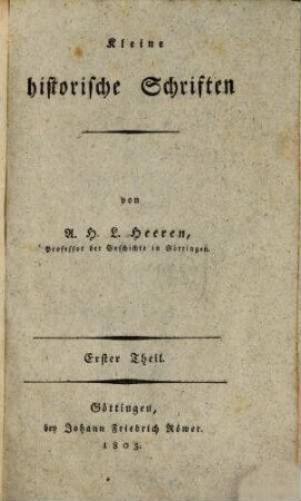 Kleine historische Schriften, 1