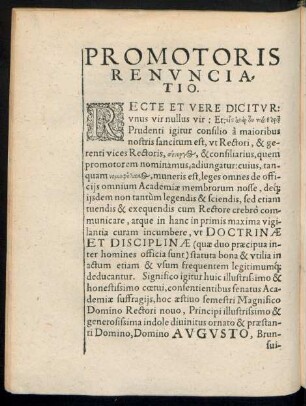 Promotoris Renunciatio.