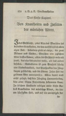 Das fünfte Kapitel. Von Krankheiten und Zufällen des männlichen Alters