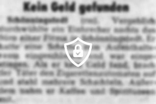 Kein Geld gefunden