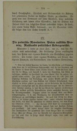 IX. Die polnische Revolution. Polen russische Provinz. Rußlands politisches Uebergewicht
