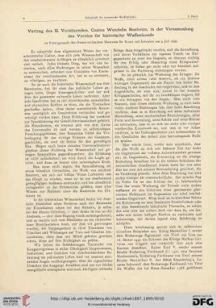 1: Vortrag des 2. Vorsitzenden, Custos Wendelin Boeheim, in der Versammlung des Vereins für historische Waffenkunde : im Vortragssaale des Österreichischen Museums für Kunst und Industrie am 5. Juli 1896