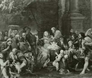 Die Anbetung der Hirten : Crespi, Giuseppe Maria: Die Anbetung der Hirten. Um 1725/1730. Öl auf Kupfer; 54 x 64,5 cm. Dresden: Gemäldegalerie Alte Meister Nr. 400