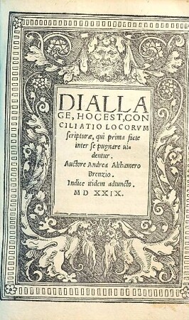 DIALLAGE, HOC EST, CONCILIATIO LOCORVM scripturae, qui prima facie inter se pugnare uidentur